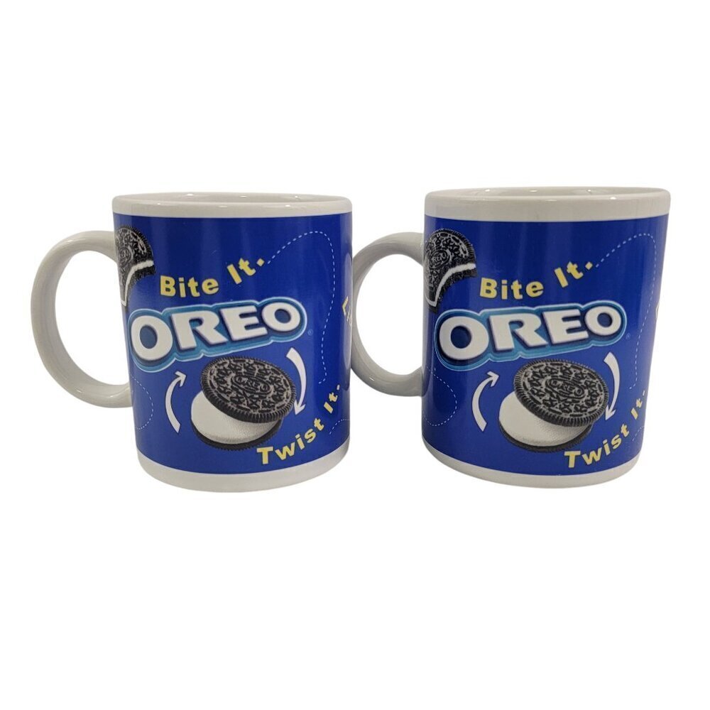 Oreo Cookie - Bite It Twist It Lick It - 14 Oz Ceramic Mugs Cups - Set of 2